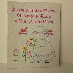 Vintage Embroidery Sampler Little Girls Jack Dempsey Needle Art Flowers Redbird
